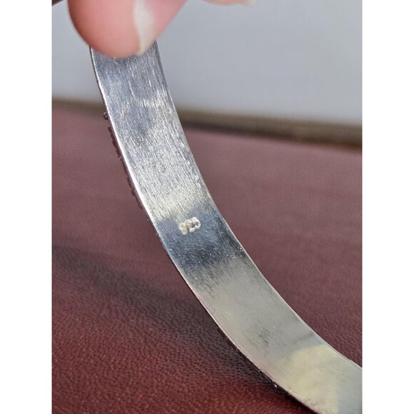 Bali Sterling Silver Cuff Bracelet Stunning 925 Silver Bangle Gold Tone Accents - Picture 5 of 8